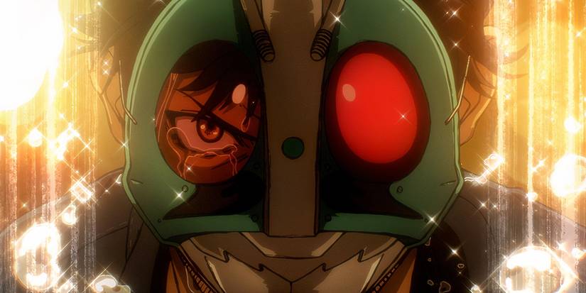 Tojima wearing a mask from Tojima Wants to Be a Kamen Rider