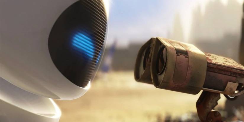 WALL-E and EVE, two robots, look at each other lovingly in the ending to WALL-E.