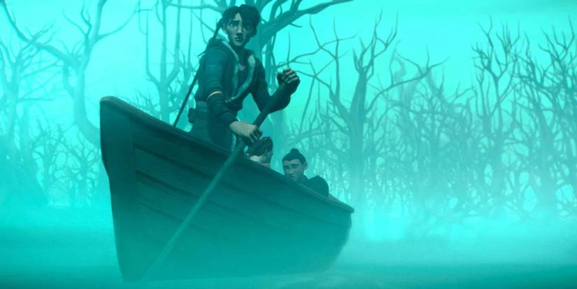 Drew, Hector, and Gretchen in a rowboat