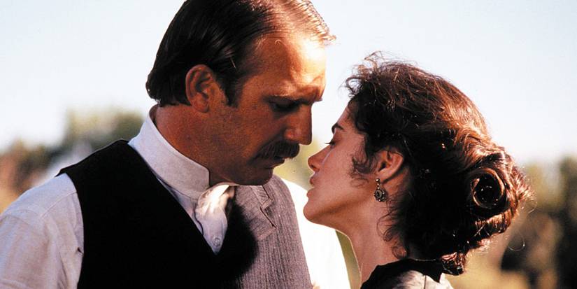 Kevin Costner and Joanna Going share a passionate moment in 'Wyatt Earp'