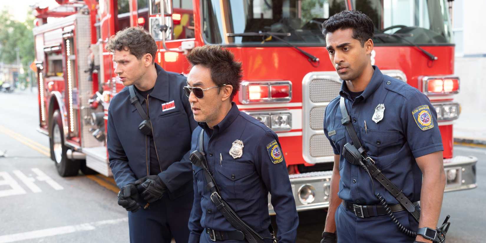 Chimney, Buck, and Ravi on duty together in 9-1-1 Season 9