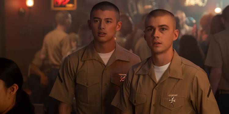 Liam Oh as Ray McAffey and Miles Heizer as Cameron Cope in 'Boots.'