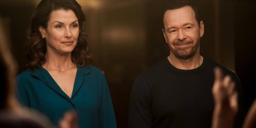 Boston Blue - Erin (Bridget Moynahan) and Danny Reagan (Donnie Wahlberg) have dinner with the Silver family