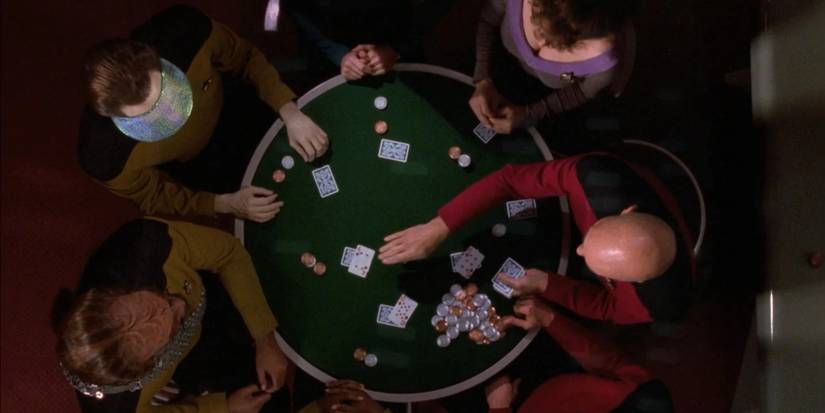 Crew playing poker in 'Star Trek Next Generation' finale 'All Good Things'