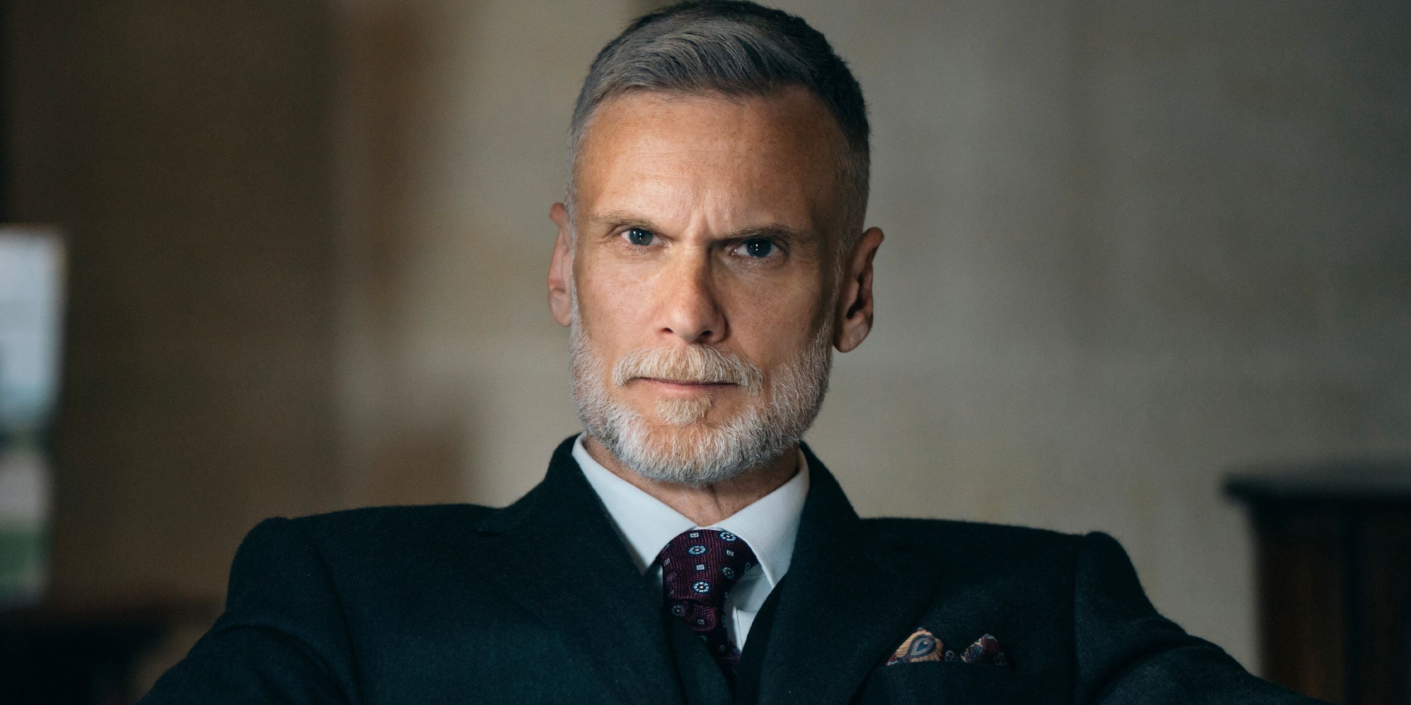 Darren Boyd staring intensely ahead in Down Cemetery Road