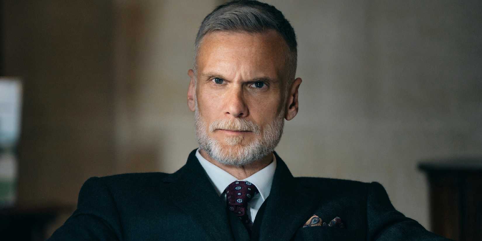 Darren Boyd staring intensely ahead in Down Cemetery Road