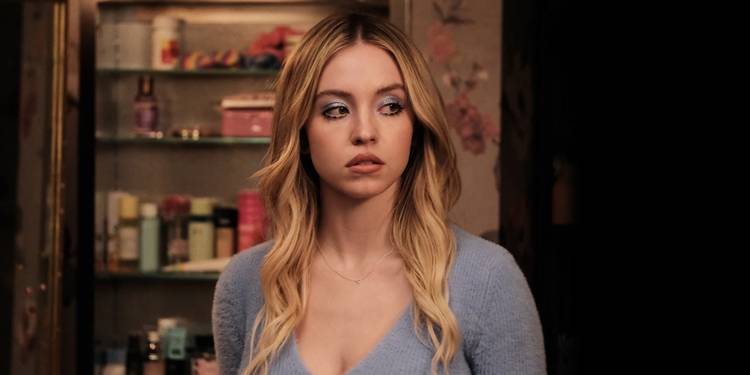 Sydney Sweeney stands in a bathroom in Euphoria