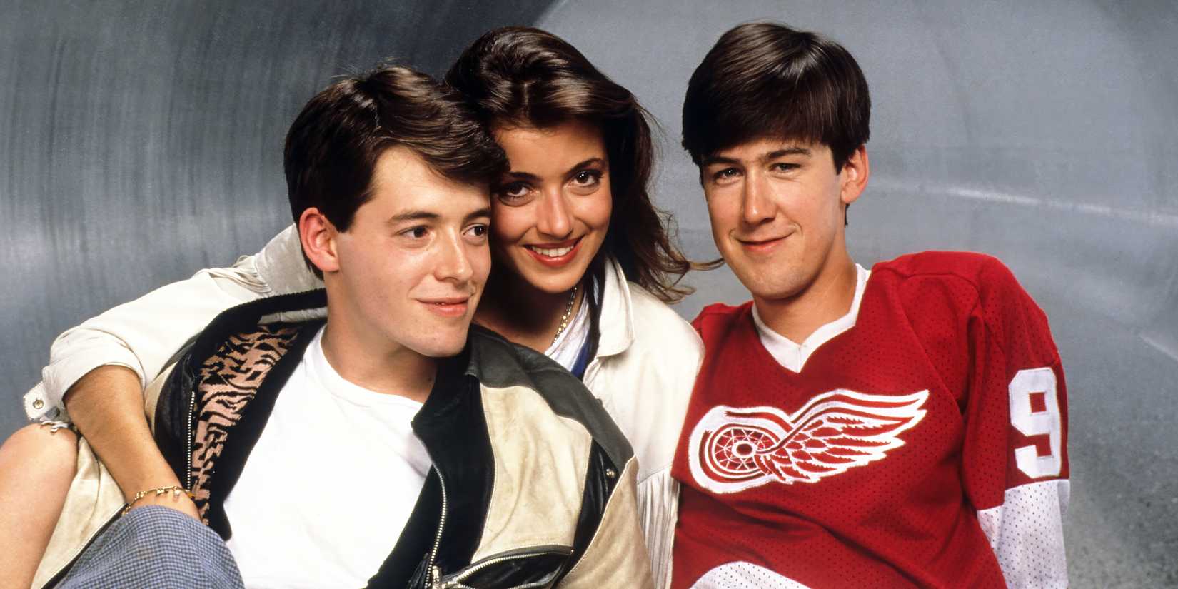 Matthew Broderick, Mia Sara, and Alan Ruck in a promo shot for Ferris Bueller's Day Off
