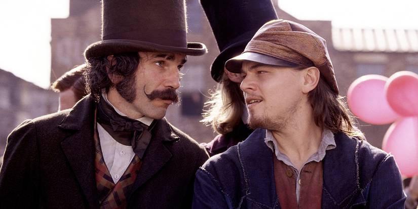 Daniel Day Lewis and Leonardo DiCaprio share a close conversation in Gangs of New York