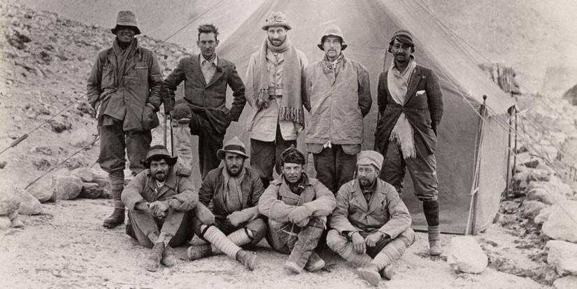 A picture of the full expedition of George Mallory and Sandy Irvine on Mount Everest