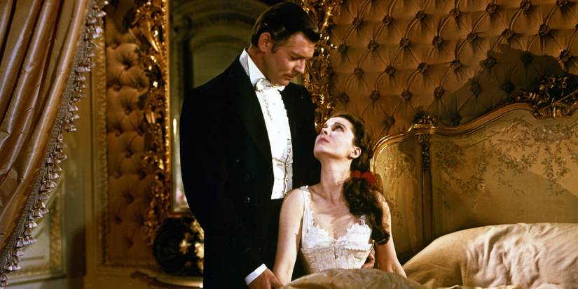 Vivien Leigh looking at Clark Gable in Gone with the Wind