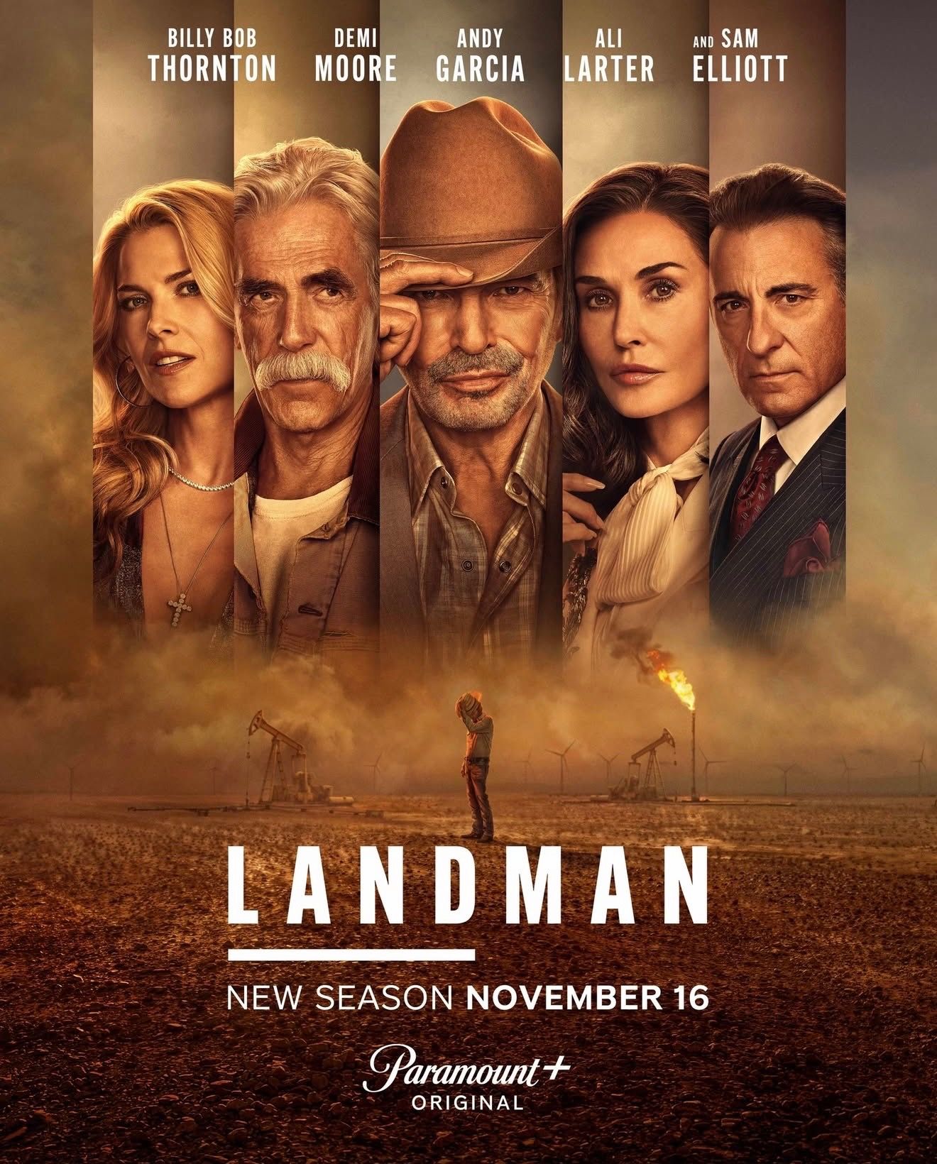 Billy Bob Thornton, Sam Elliot e Demi Moore em pôster de Landman Temporada 2