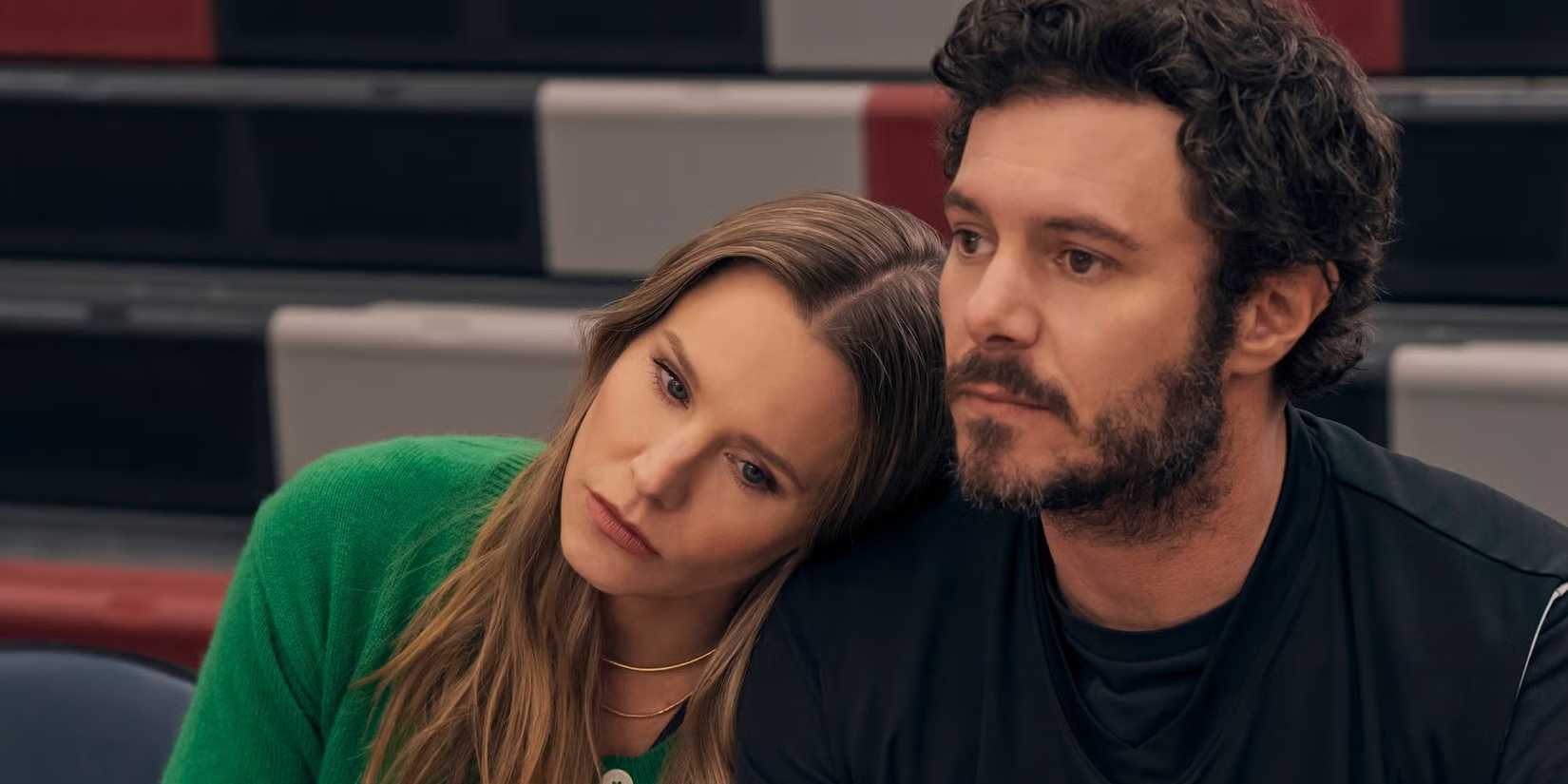 Joanne and Noah sitting on the bleachers together in Nobody Wants This Season 2