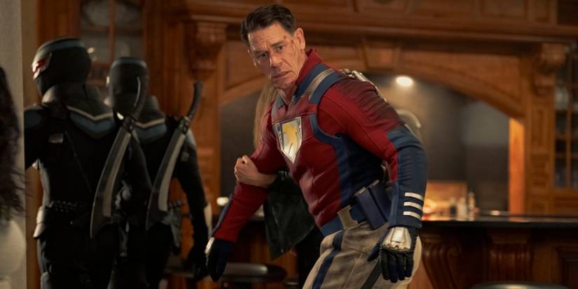 John Cena as Peacemaker looking shocked