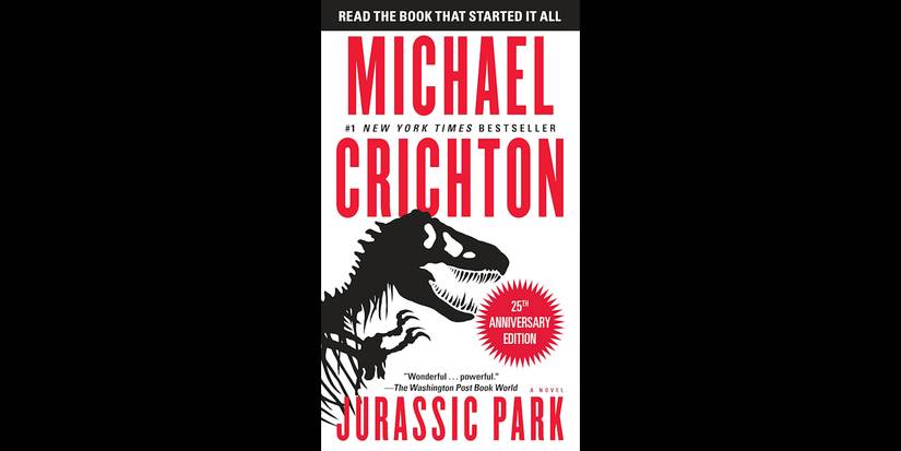 The cover of Jurassic Park by Michael Crichton