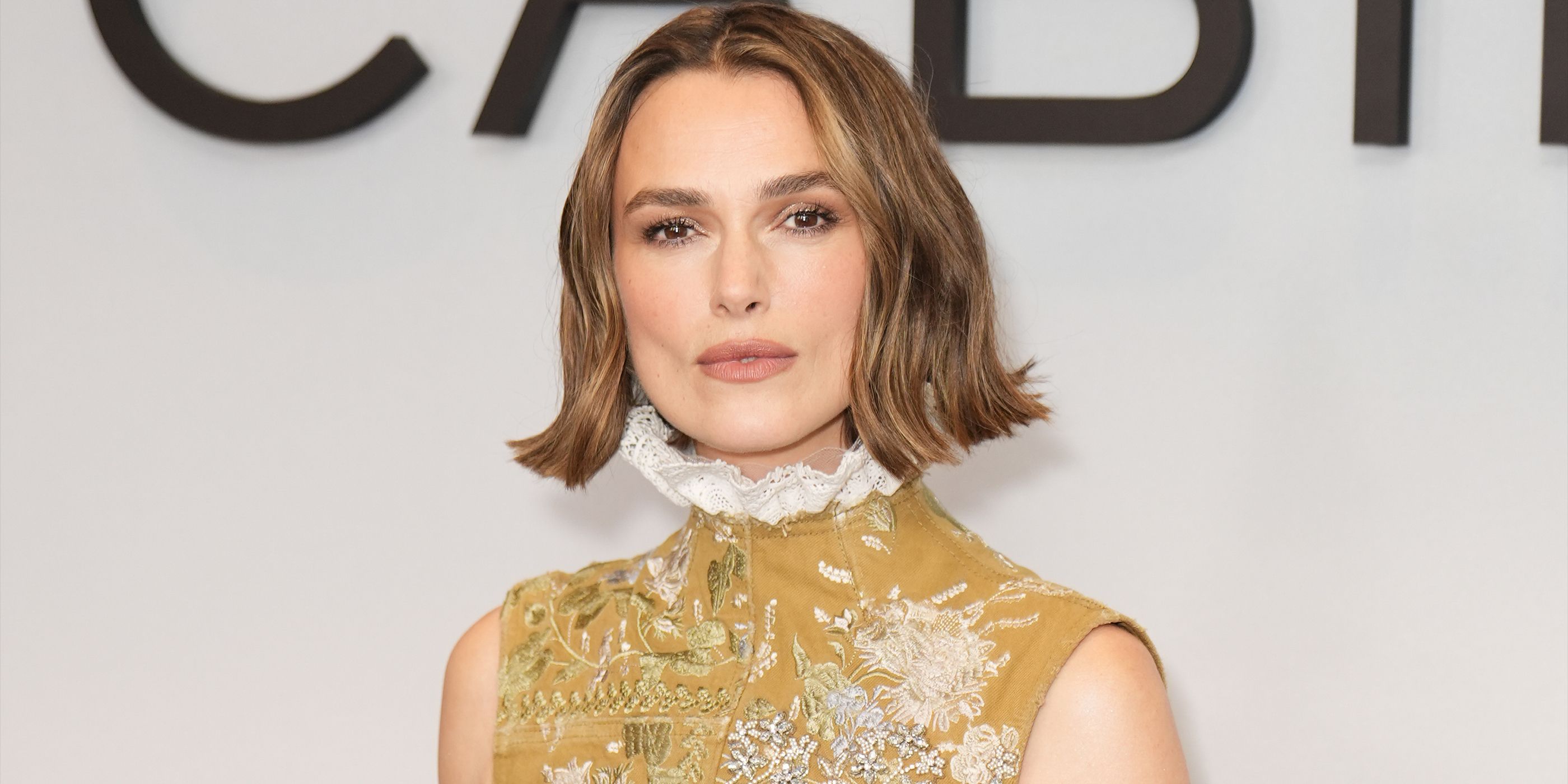 Keira Knightley on a red carpet.