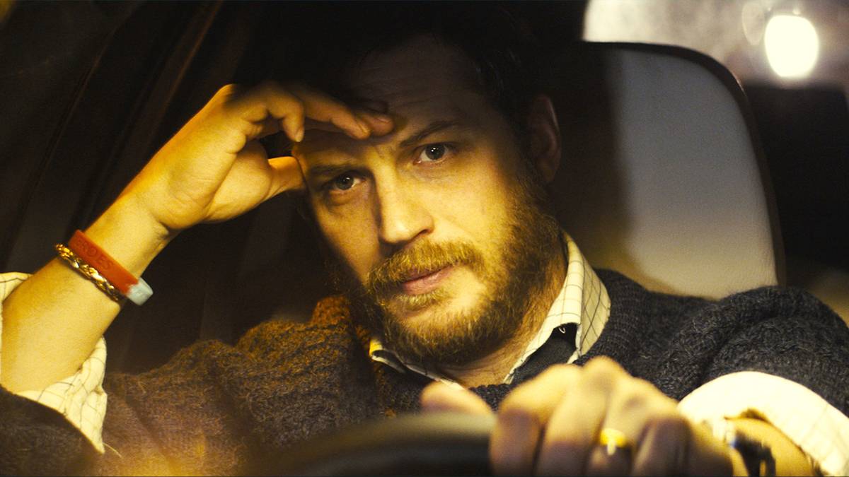 Tom Hardy sits behind the wheel of his vehicle in 'Locke'