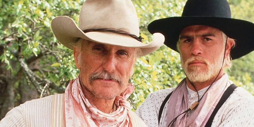 Robert Duvall as "Gus" McCrae and Tommy Lee Jones as Woodrow F. Call looking ahead in Lonesome Dove.