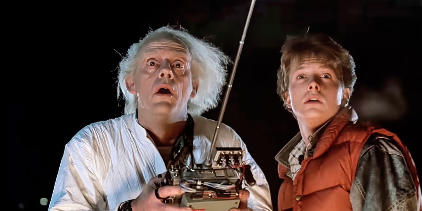 BACK TO THE FUTURE, from left: Christopher Lloyd, Michael J. Fox, 1985