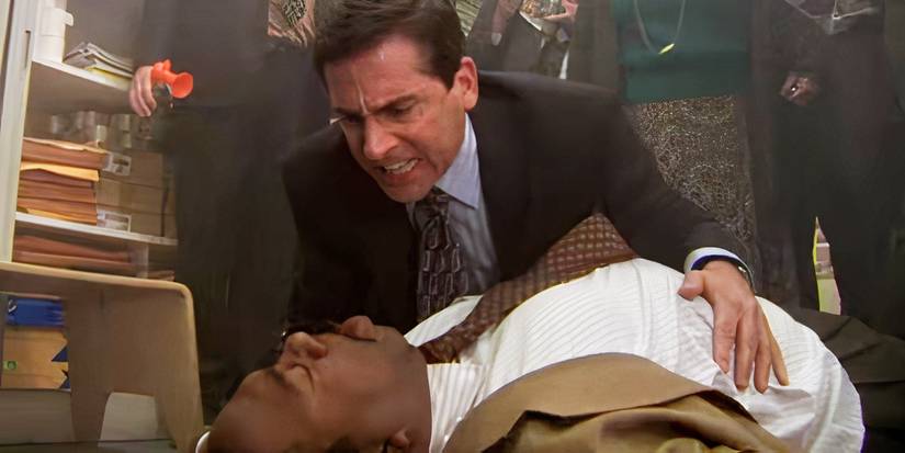 Michael Scott (Steve Carell) screaming at Stanley (Leslie David Baker) on 'The Office' episode "Stress Relief"