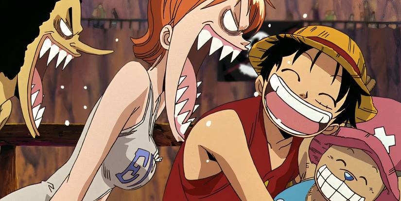 Nami and Usopp screaming at Luffy and Chopper in One Piece: Dead End Adventure