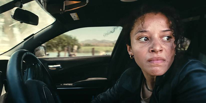 Chase Infiniti drives a car frantically in One Battle After Another