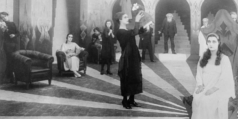 Patients seen in the courtyard of the asylum in The Cabinet of Dr. Caligari.