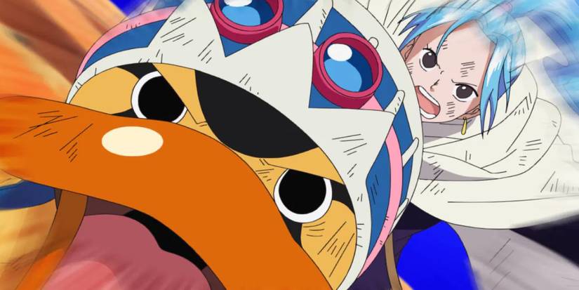 Princess Vivi flying forward very fast in One Piece: The Desert Princess and the Pirates: Adventure in Alabasta