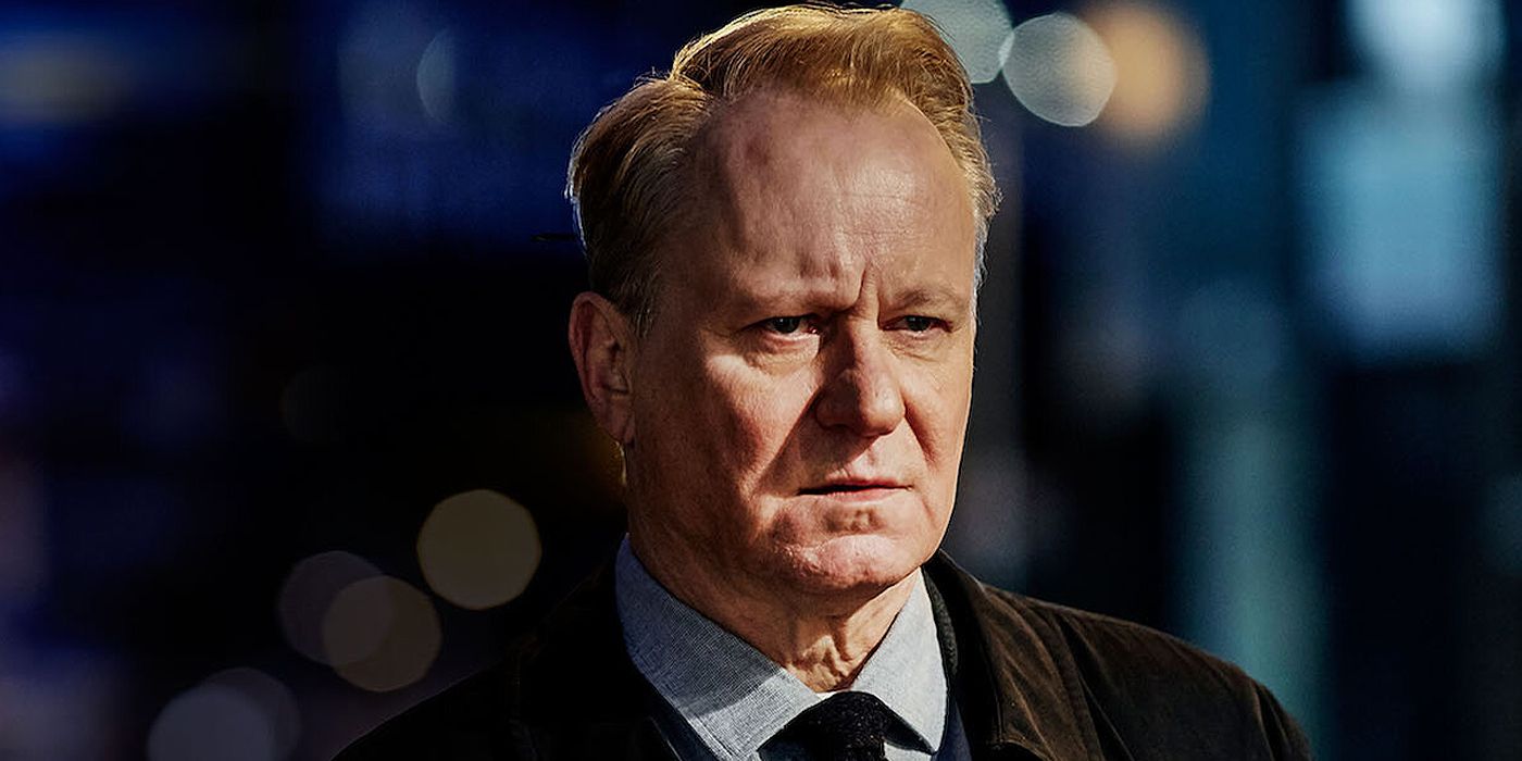 John River (Stellan Skarsgard) stares ahead in 'River'
