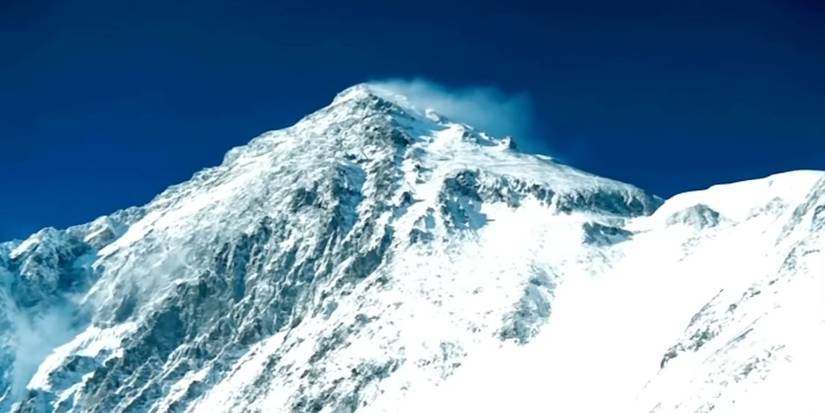A still of Mount Everest's peak from the documentary Storm Over Everest