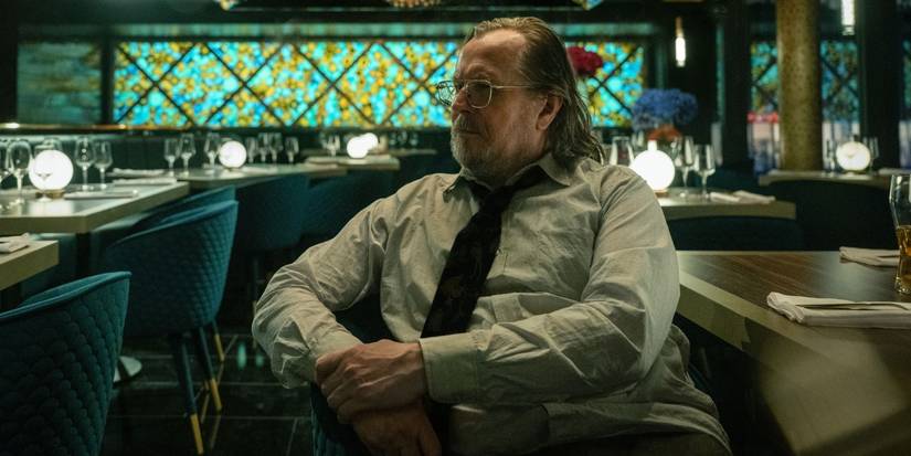 Gary Oldman sits in the lounge in episode 2 of 'Slow Horses' Season 5.