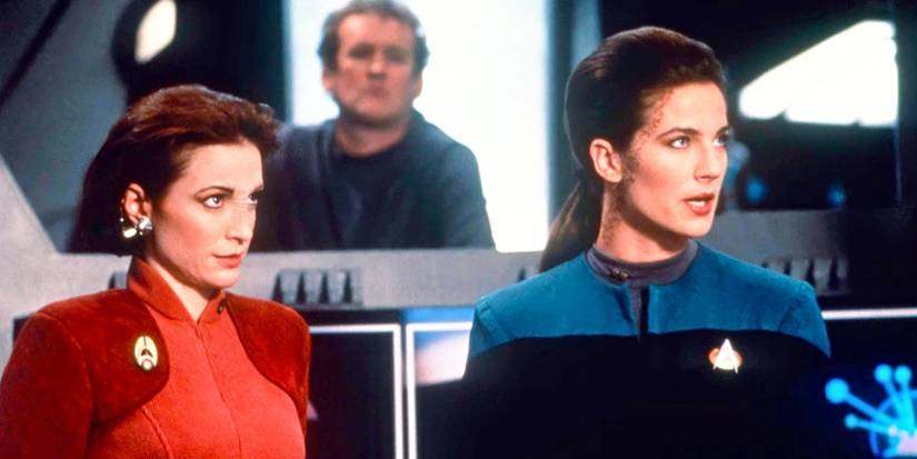 Kira Nerys, Jadzia Dax, and Miles O'Brien in Star Trek: Deep Space Nine