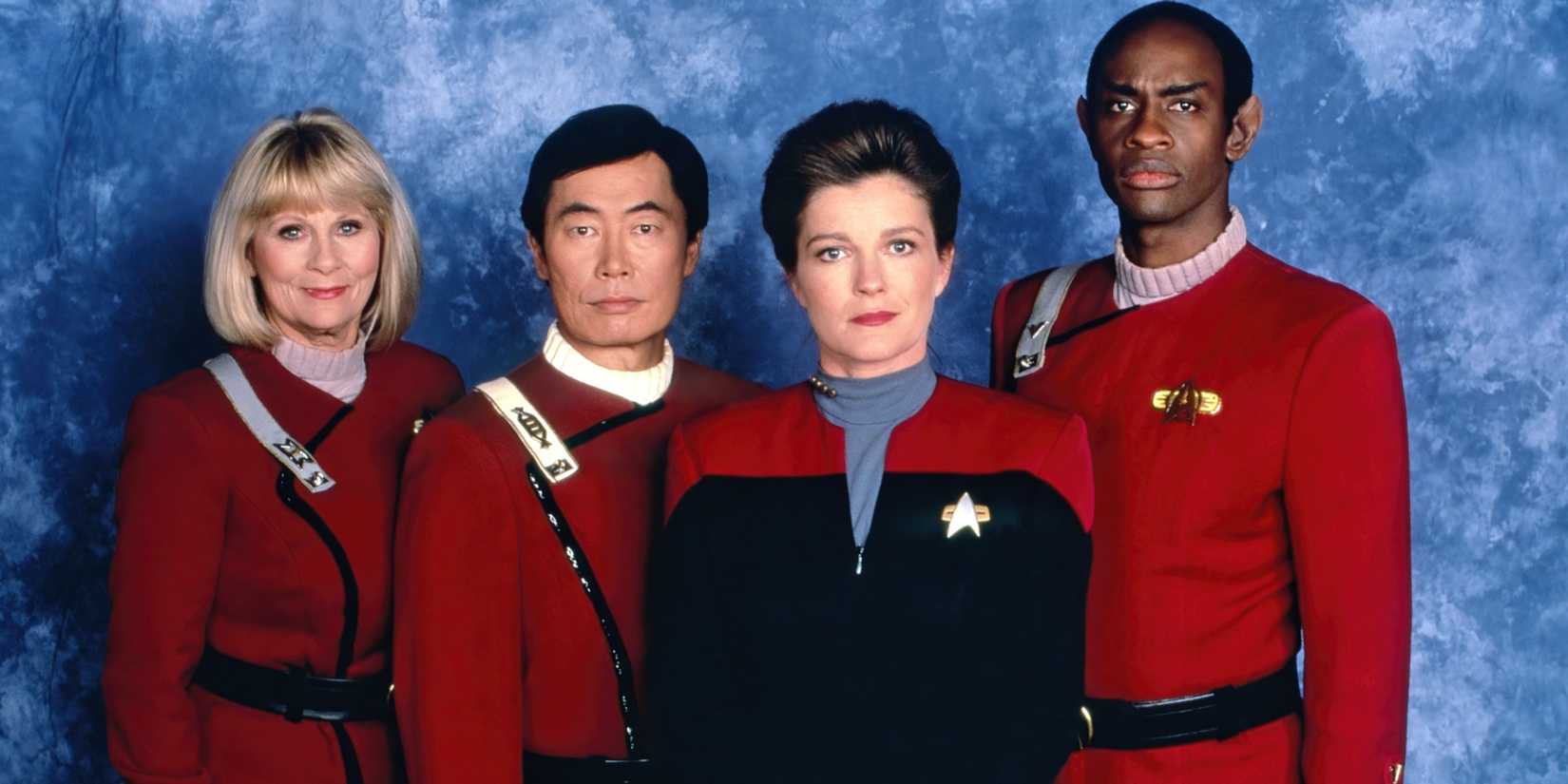 STAR TREK VOYAGER, Grace Lee Whitney, George Takei, Kate Mulgrew, Tim Russ