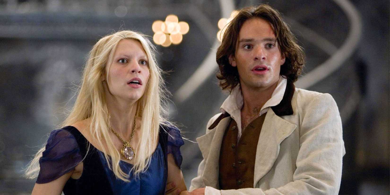 Claire Danes and Charlie Cox looking stunned in a scene from Stardust.