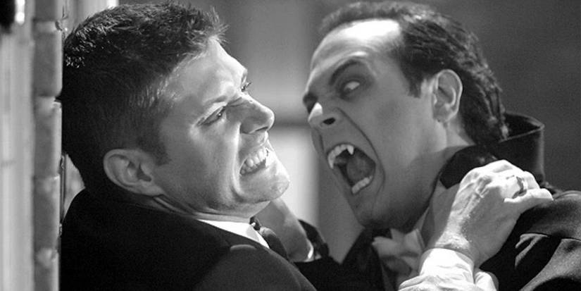 Dean Winchester (Jensen Ackles) is attacked by a shapeshifter disguised as Count Dracula (Todd Stashwick) in the "Monster Movie" episode of 'Supernatural'