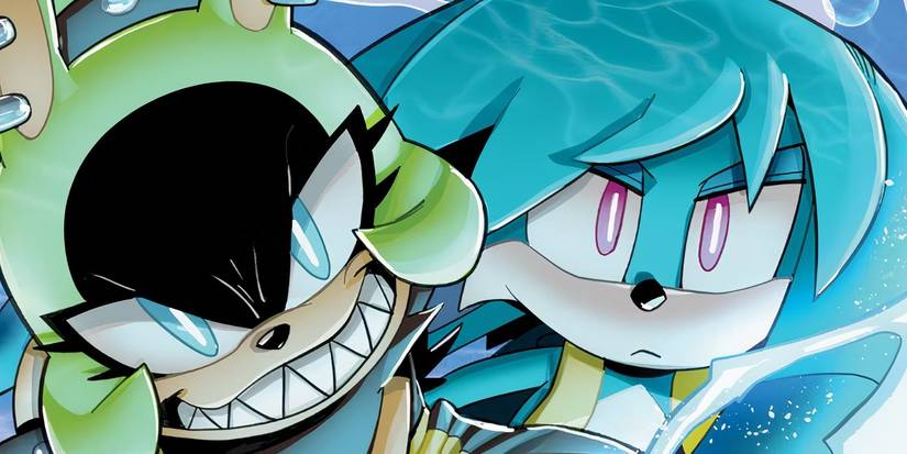 Surge and Kit in a close-up profile shot in the IDW Sonic the Hedgehog comics