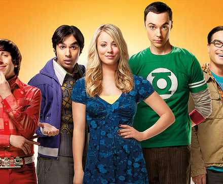 Melissa Rauch, Simon Helberg, Kunal Nayyar, Kaley Cuoco, Jim Parsons, and Mayim Bialik in promo materials for The Big Bang Theory