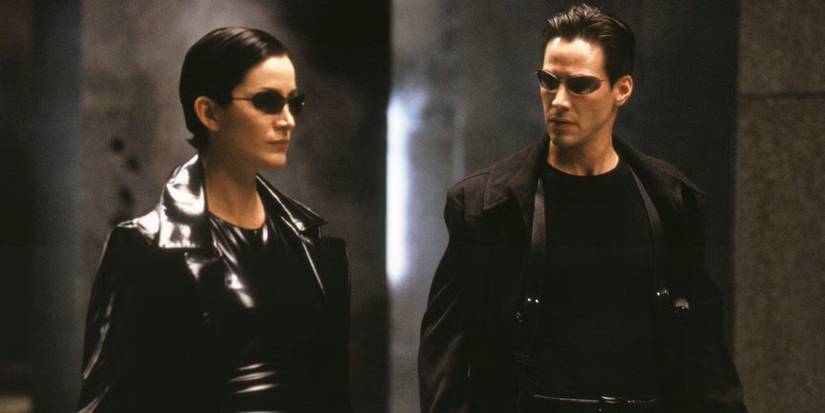 Carrie-Anne Moss and Keanu Reeves in The Matrix