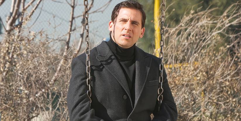 Michael Scott on a swing pondering life in The Office