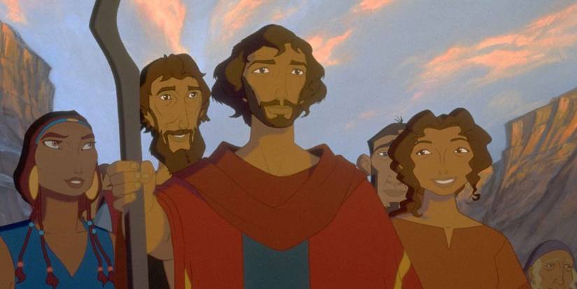 Tzipporah, Aaron, Moses, and Miriam out of Egypt and in the wilderness in 'The Prince of Egypt'