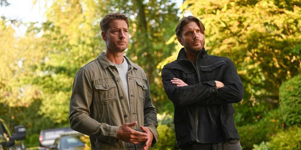 Colter Shaw (Justin Hartley) and Russell Shaw (Jensen Ackles) in the 'Tracker' Season 3 premiere "The Process"