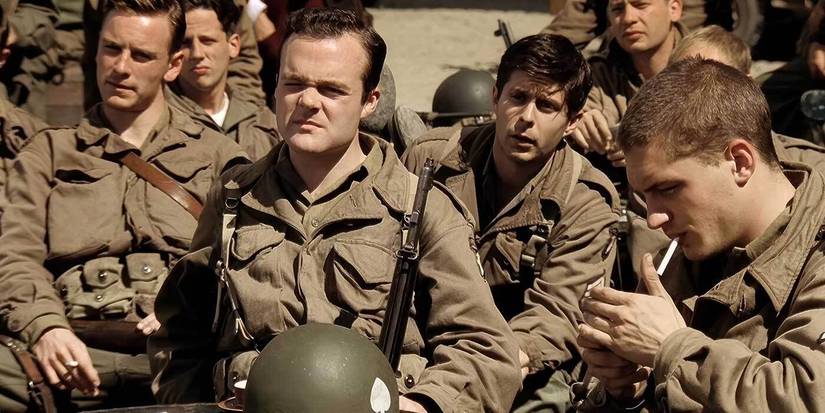 Michael Fassbender's Burton and Tom Hardy's John among the other soldiers in Band of Brothers