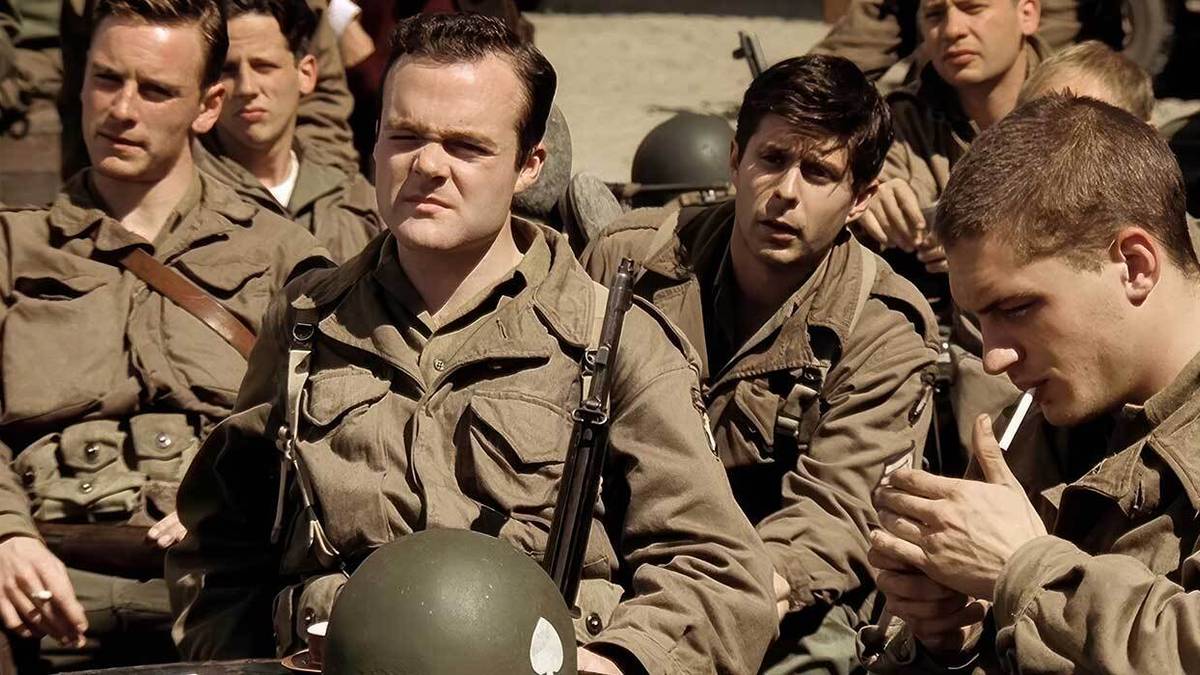 Michael Fassbender's Burton and Tom Hardy's John among the other soldiers in Band of Brothers