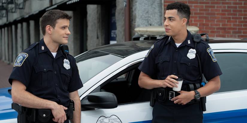 Boston Blue - Sean Reagan (Mika Amonsen) and Jonah Silver (Marcus Scribner) are on patrol