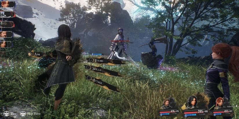 A group of characters on a field in Clair Obscur: Expedition 33