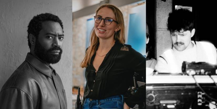 Elenco e equipe de Drowning: Alice Duke, Nicholas Pinnock e Reiff Gaskell.