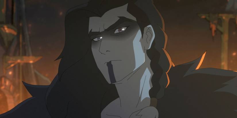 Yasha wearing a grim, intense expression in The Mighty Nein