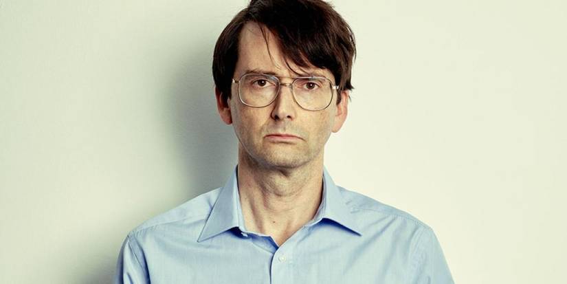 David Tennant stares down the camera for DES, a British crime thriller about serial killer Dennis Nilsen