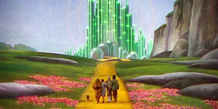 Dorothy and her friends walk the Yellow Brick Road towards the Emerald City in 'The Wizard of Oz'