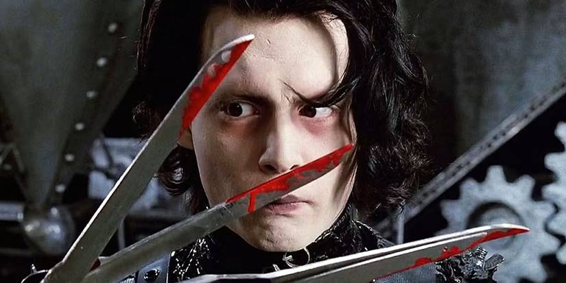Edward seeing blood on his scissor hands in Edward Scissorhands